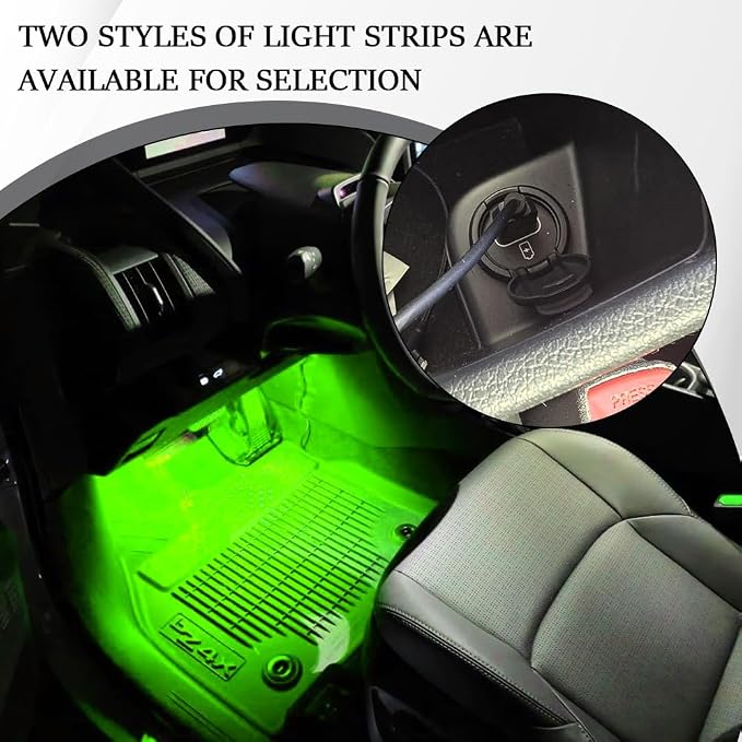 Car LED Strip Light, Car Interior Lights, 12V 24 LED Auto Under Dash Atmosphere Lights with USB Port, Auto Atmosphere Under Dash Lighting Kit for Vehicles (Green, USB)