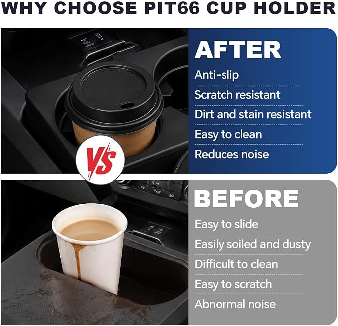PIT66 Console Cup Holder Insert Fit Chevy Silverado GMC Sierra 2007-2014 | Replacement Dual Drink Holder Insert W/Floor Mounted Center Console,19154712,Fit 2007-2014 Avalanche Suburban Yukon Escalade