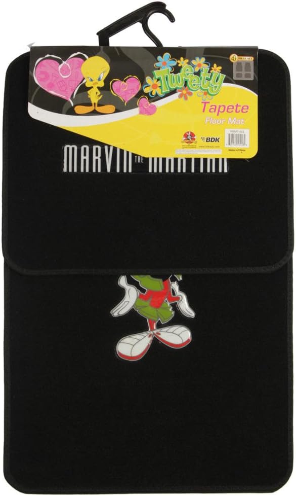 BDK Warner Brothers Marvin The Martian Licensed Auto Carpet Floor Mats, Universal Fit 4PC Set Front & Rear for Car Truck Van SUV