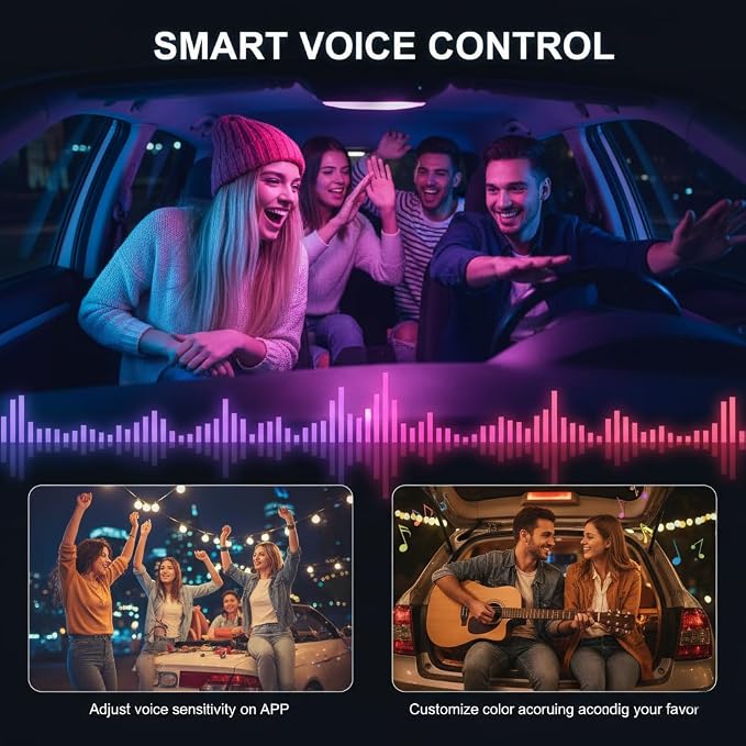Interior Car LED Strip Lights RGB Fiber Optic Trim Lighting 5 in 1，Wireless APP Ambient Lighting Kits 236 inches Fiber Optic, 16 Million Colors Car Neon Lights, Music Sync