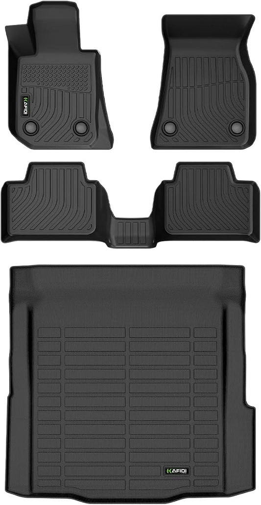 HAFIDI® Floor Mats & Cargo Liner Set Fit for 2019-2026 BMW 3 Series 330i 330e M3 M340i Sedan All Weather Protection TPE Anti-Slip Automotive Full Set Floor Liners Custom Accessories - Black