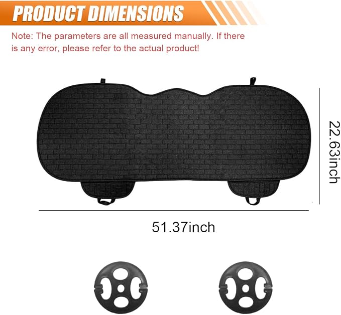Car Rear Seat Cover, Breathable Linen Auto Seats Cushion (Black) | Anti-Slip Vehicle Seat Pad with Storage Pocket, Universal Automotive Seats Protection Mat for Car, SUV, Truck