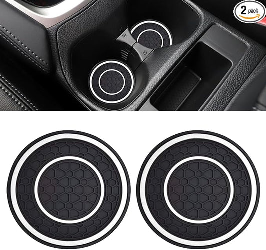 2PCS Car Cup Holder Coasters, 2.75 Inch Auto Non-Slip Anti Dust Cup Mats, Console Cup Holder Insert Coaster Auto Insulated Mats, Universal Interior Accessories for Most Cars (White)