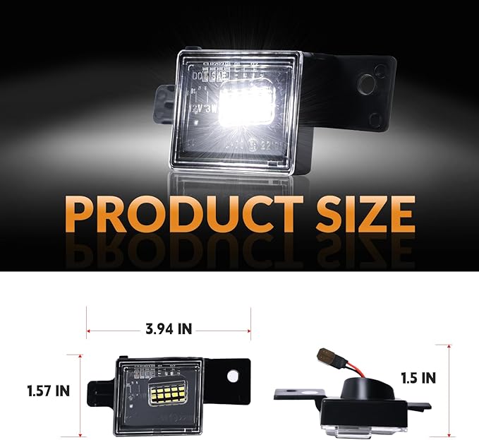 LED License Plate Lights For 2014-2025 Chevy Silverado GMC Sierra 1500 2500HD 3500HD Tag Lamp Assembly, 6000K White 2PCS