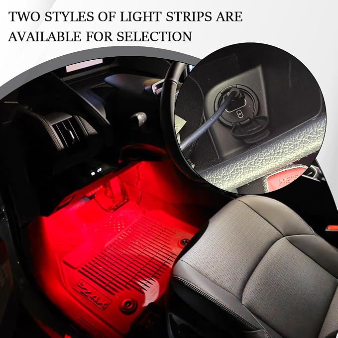 Car LED Strip Light, Car Interior Lights, 12V 24 LED Auto Under Dash Atmosphere Lights with USB Port, Auto Atmosphere Under Dash Lighting Kit for Vehicles (Red, USB)