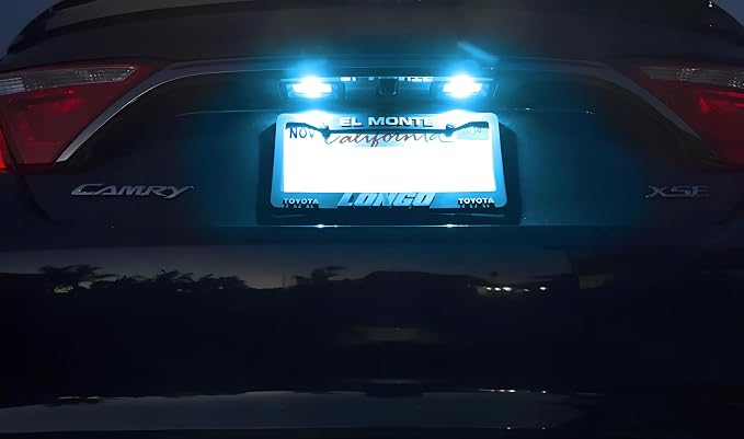 iJDMTOY Ice Blue Full LED License Plate Light Kit Compatible With Toyota Camry Highlander Prius C Avalon Yaris, By 18-SMD Aqua LEDs & Can-bus Error Free