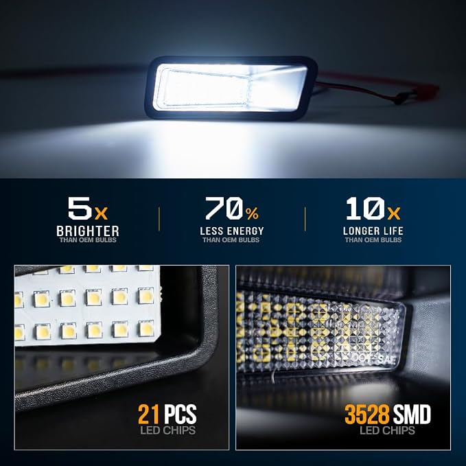 LED License Plate Lights for 2019-2026 Do'dge Ram 2500 3500 LED Tag Light Bright White Rear Number Plate Replacement Assembly, 21 SMD, 6000K