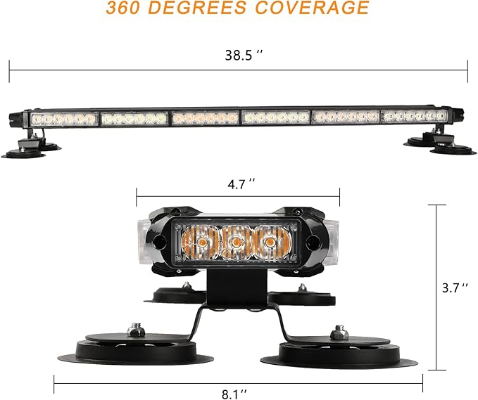 ASPL 38.5" 78 LED Strobe Light Bar Double Side Flashing High Intensity Emergency Warning Flash Strobe Light with Magnetic Base for Safety Construction Vehicles Tow Trucks Pickup (Amber)