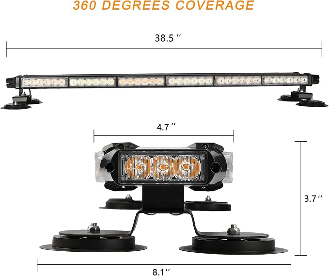 ASPL 38.5" 78 LED Strobe Light Bar Double Side Flashing High Intensity Emergency Warning Flash Strobe Light with Magnetic Base for Safety Construction Vehicles Tow Trucks Pickup (Blue/White)