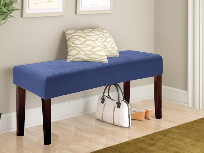 Fuloon Waterproof Dining Bench Cover, Removable Slipcover Washable Seat Protector for Living Room, Bedroom, Kitchen (Navy Blue)