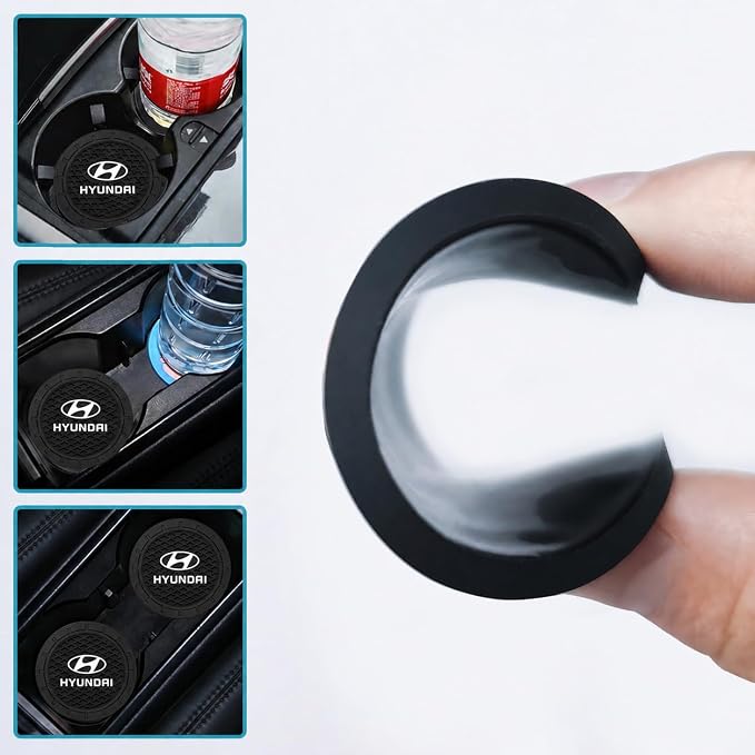 2PCS Car Cup Holder Coasters,Car Coasters for Cup Holder Car Cup Holder Insert Mat Works with Hyundai Santa Fe Palisade Kona Elantra,Car Cup Holder Accessory,Silicone Non-Slip