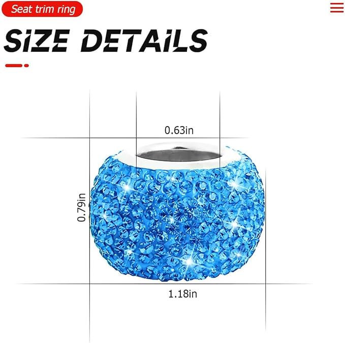 BELOMI 4 Pack Car Headrest Collars, Bling Car Head Rest Collars Rings Decor, Rhinestone Car Head Rest Collars, Diamond Interior Car Seat Accessory (Blue)