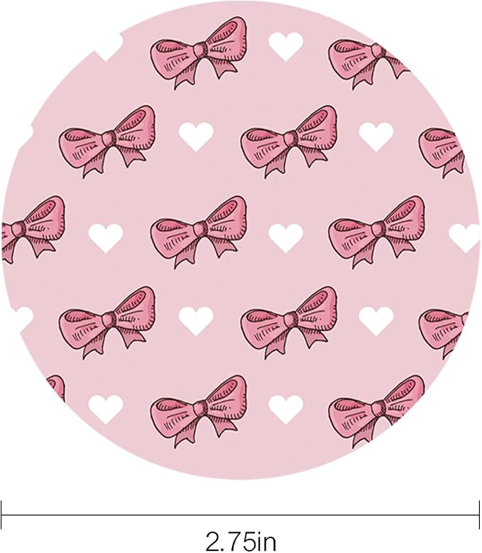 2 Pack Car Cup Holder Coasters, Pink Bows Insert Car Coaster, 2.75 Inch Anti Slip Shockproof Embedded Drink Mat, Vehicle Interior Decor Accessories (Pink-Bows)