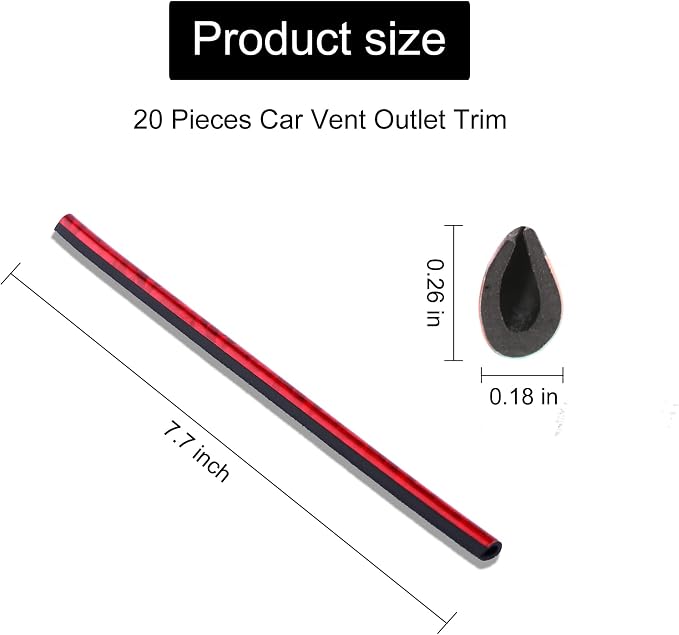 LivTee 20 Pieces Car Air Conditioner Decoration Strip for Vent Outlet, Universal Waterproof Bendable Air Vent Outlet Trim Decoration, Car Interior Accessories (Shiny red)