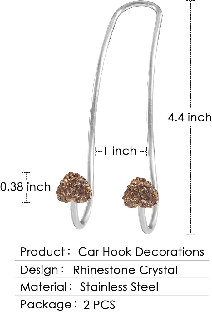 Guoord 【2026 Upgraded】 Car Headrest Hooks Decorations, 2 Pcs Bling Heart-Shaped Purse Hook Hangers, Auto Hooks Car Hangers and Durable Backseat Holder, Storage Universal for SUV Truck Vehicle（Gold）