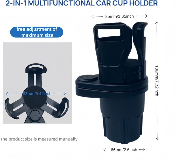 Car Cup Holder Expander，VIVURA 2-in-1 Multifunctional Car Cup Holder, Dual Cup Storage, Compatible with Hydro Flask, Yeti, Nalgene, 32/40 oz Large Bottle Drink Cups