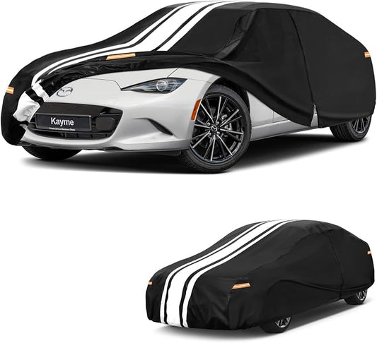 Kayme Mazda Miata Car Cover Waterproof All Weather for Automobiles, Custom Fit for Miata MX-5 MX5 (1989-2026), Gift with Tape/Towel, Outdoor Full Exterior Cover Rain Snow Sun UV Protection.