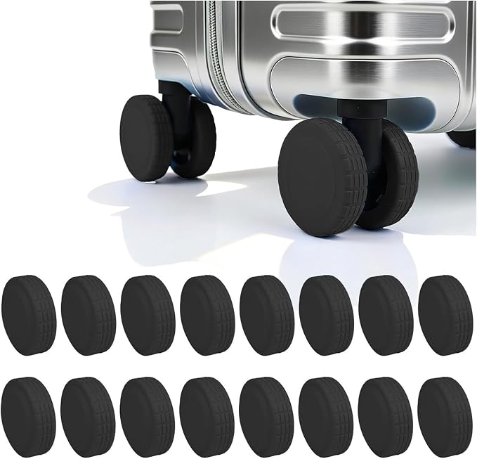 16 Pcs Luggage Wheel Covers, Silicone Full Wrap Suitcase Caster Protector, Noise Reduction Anti Slip Spinner Swivel Tires Replacement Parts For Travel Bags