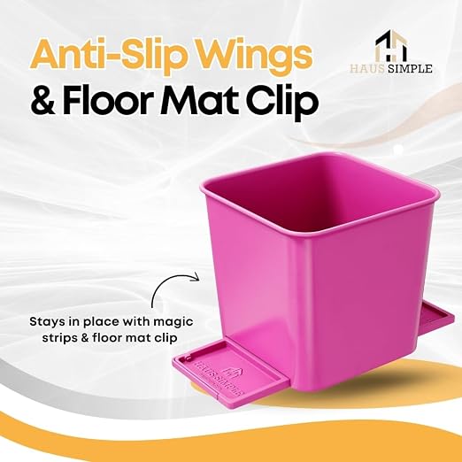 Car Trash Can with Stability Wings – Leakproof Portable Garbage Bin for Fabric & Rubber Mats – Compact Durable Plastic Auto Organizer for Cars, SUVs, Trucks (Pink, Small)