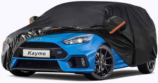 Kayme 10 Layers Hatchback Car Cover Waterproof All Weather [See Vehicle Size Chart for Accurate Fit] Heavy Duty Full Exterior Cover Outdoor Sun Rain Snow Wind UV Protection. Size H2 (See Size Chart)