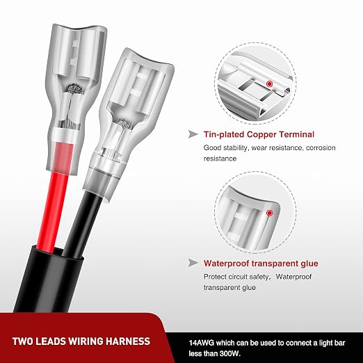 Nilight 16AWG 10Feet Wiring Harness Extension for 6Modes Amber White Light Bar Strobe Play and Plug 3-Wires, 2 Years Warranty, Black, 2PCS