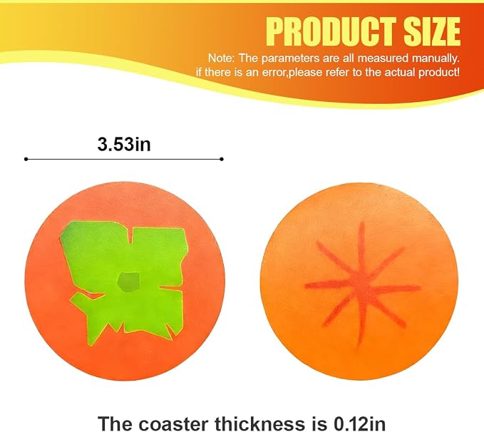 2PCS Fruit Pattern Car Cup Coasters, Cute Drink Insert Coaster, Non-Slip Car Cup Holder Coaster, Automotive Interior Accessories Water Bottle Holder Pad for Most Vehicles (Orange)