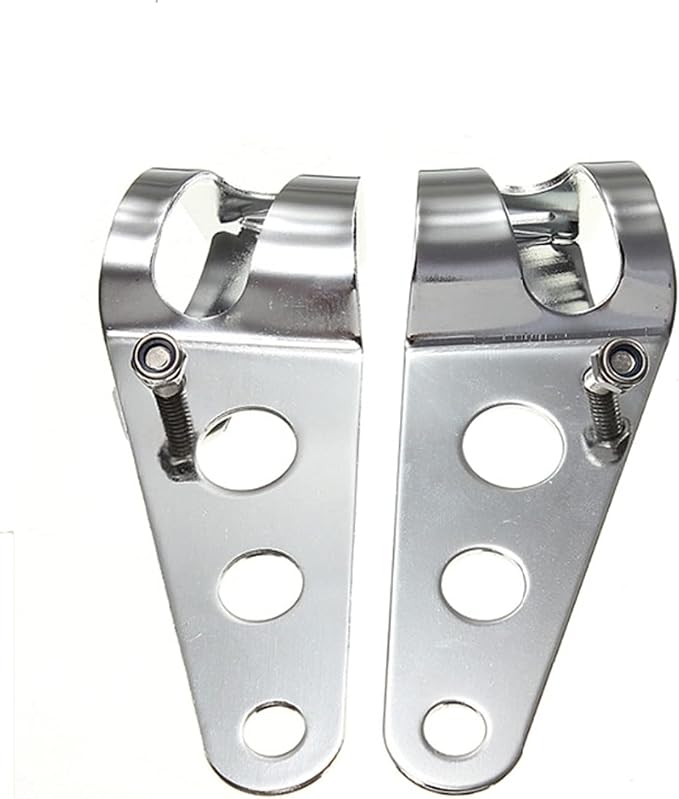 Silver Motorcycle Headlight Fork Mount Brackets 33-43mm 2 Pack | Solid Metal Construction, 33-43mm Adjustable Clamp, No Drilling Install, Fit Chopper Cafe Racer All Motorcycles