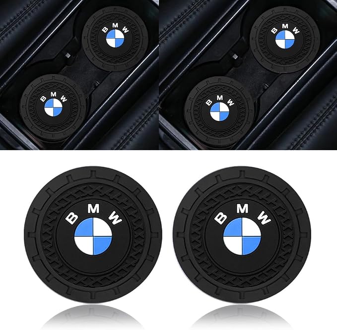 Car Coasters for Cup Holders, Car Cup Holder Coasters for BMW 5 6 7 Series X3 X4 X5 X6 M Vehicles, Silicone Non-Slip Car Cup Mat for BMW Car Interior Accessories for Men Women,2Pcs 2.75''