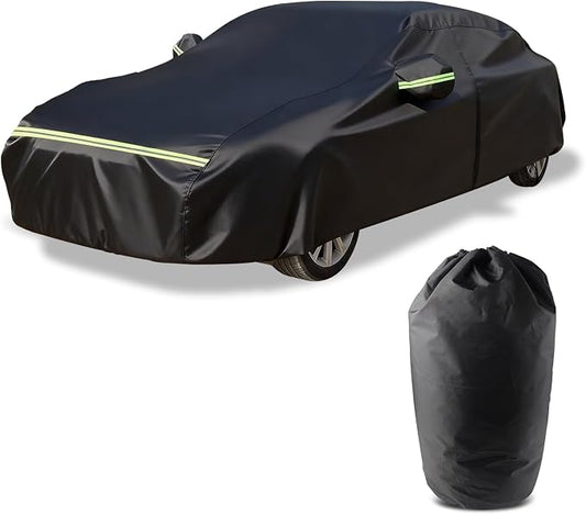 Sedan Car Cover Waterproof Heavy Duty All Weather Protection Snow Anti-UV Windproof Outdoor Full Car Cover Fit for Automobiles BMW/Mercedes-Benz/Honda（Car Size:185~193''L x 72''W x 59''H）