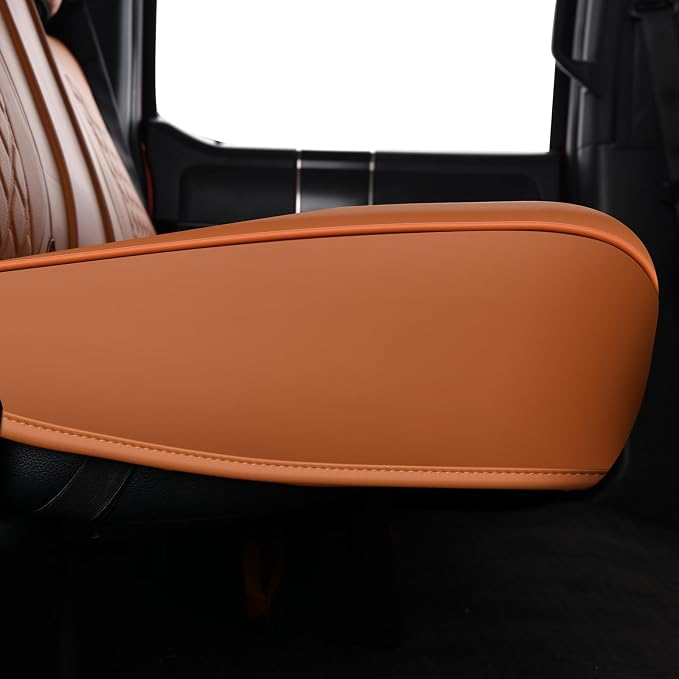 Huidasource Fit for Brown Chevy Silverado/GMC Sierra Rear Seat Covers, Thickened Split Nappa Leather Truck Back Seat Cover 2007-2013&2019-2026 1500, 2020-2026 2500HD 3500HD Crew Cab WT LS LT