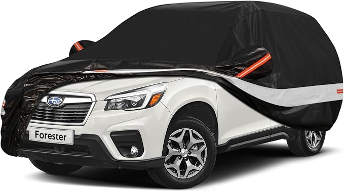10 Layers SUV Car Cover Custom Fit for Subaru Forester (1998-2026) Waterproof All Weather for Automobiles, Outdoor Full Cover Sun UV Rain Protection with Cotton.Black