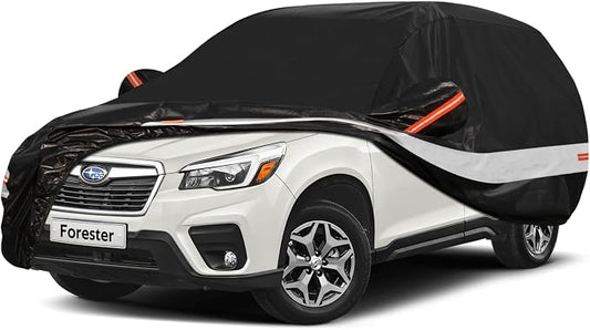 10 Layers SUV Car Cover Custom Fit for Subaru Forester (1998-2026) Waterproof All Weather for Automobiles, Outdoor Full Cover Sun UV Rain Protection with Cotton.Black