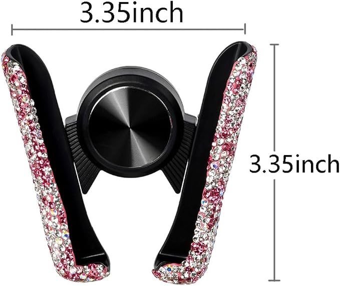 SUNCARACCL Bling Car Phone Holder for Air Vent, Pink Phone Mount | 360 Degrees Adjustable Crystal Phone Stand With Rhinestone, Car Accessories for Women and Girls (Pink Dimond)