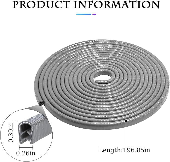 Car Door Edge Guards, 16FT Car Edge Rubber Seal Trim Protector, No Glue Needed U Shape Car Door Guard Universal for Most Cars, Vehicles, SUVs (Gray/16FT)