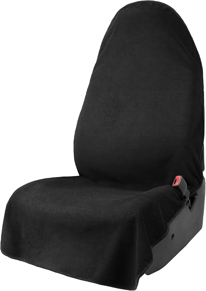 Leader Accessories Waterproof Towel Car Seat Cover, Front Bucket, Black | Universal Non-Slip, Fits Car Truck SUV, Machine Washable, For Dog & Kid, Pets, Yoga, Gym, Beach, Swimming, Outdoor Sports