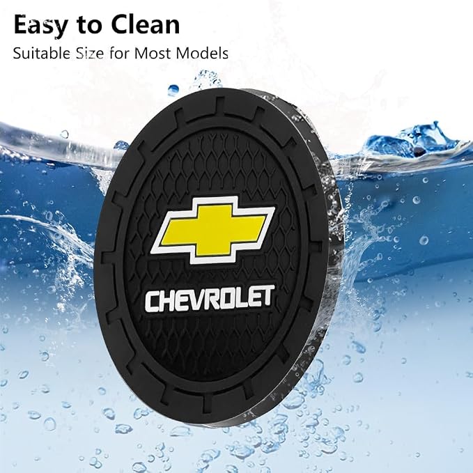 Chevrolet Car Cup Holder Coaster, Silicone Cupholder Coaster, Car Interior Accessories, 2.76 Inch, 2 Pieces, Black