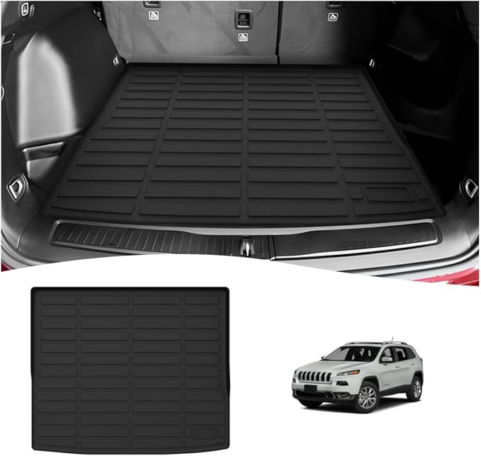 Cartist Custom Fit for Cargo Liner Jeep Cherokee 2014-2022 2023 All Weather Anti-Slip Rear Trunk Mat Waterproof TPE (NOT for Jeep Grand Cherokee)