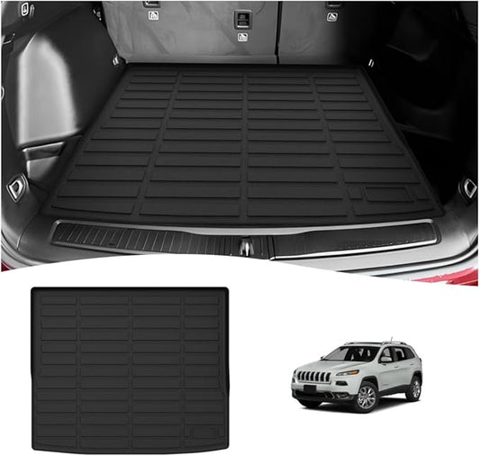 Cartist Custom Fit for Cargo Liner Jeep Cherokee 2014-2022 2023 All Weather Anti-Slip Rear Trunk Mat Waterproof TPE (NOT for Jeep Grand Cherokee)