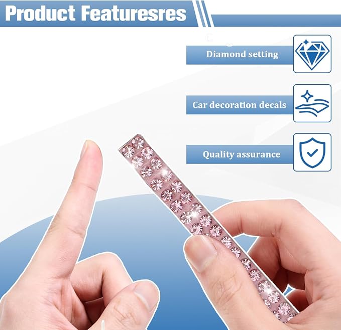 16.4FT Bling Car Trim, Crystal Rhinestone Self Adhesive Glitter Vehicle Strip Sticker, Sparkling Diamond Automotive Interior Exterior Decoration, Universal for SUV RV Truck (Pink)