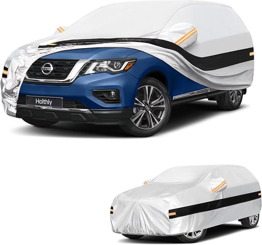 10 Layers SUV Car Cover Custom Fit for Nissan Pathfinder(2004-2026), Waterproof All Weather for Automobiles, Outdoor Full Cover Sun Dust Rain Protection with Cotton. Silver
