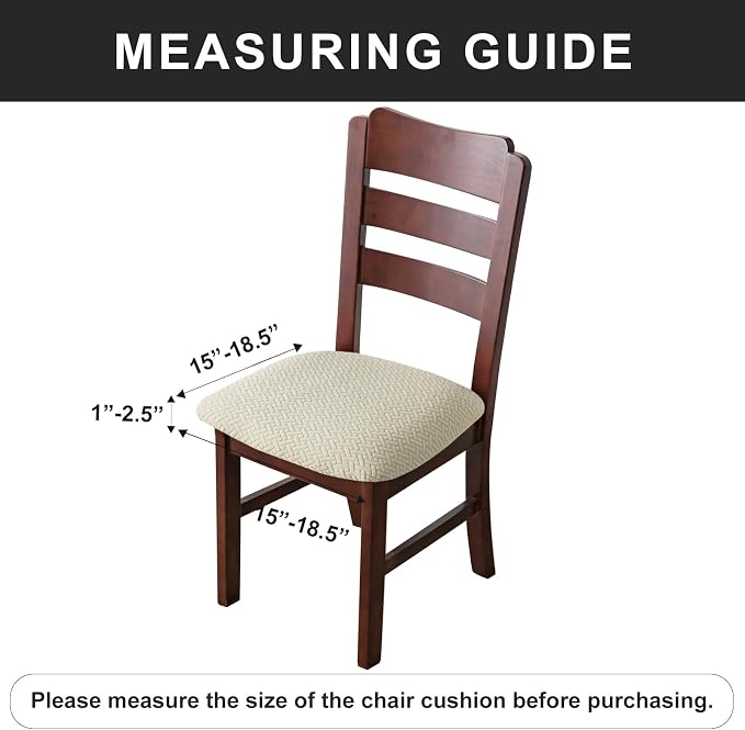 Genina Waterproof Seat Covers for Dining Room Chairs seat Covers Kitchen Chair Covers slipcovers (Beige, 4 Pcs)