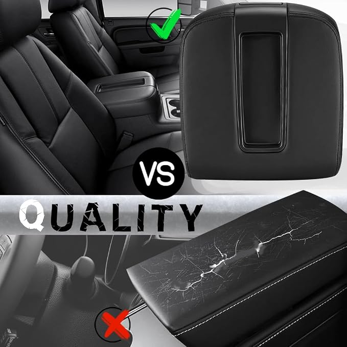 Upgrade Center Console Armrest lid Cover for Chevy GMC, 15217111, Black | For Silverado/Sierra 1500 2500HD 3500HD 2007-2013, Suburban1500/2500HD/3500HD, Avalanche, Yukon/Yukon XL & Tahoe 2007-2014