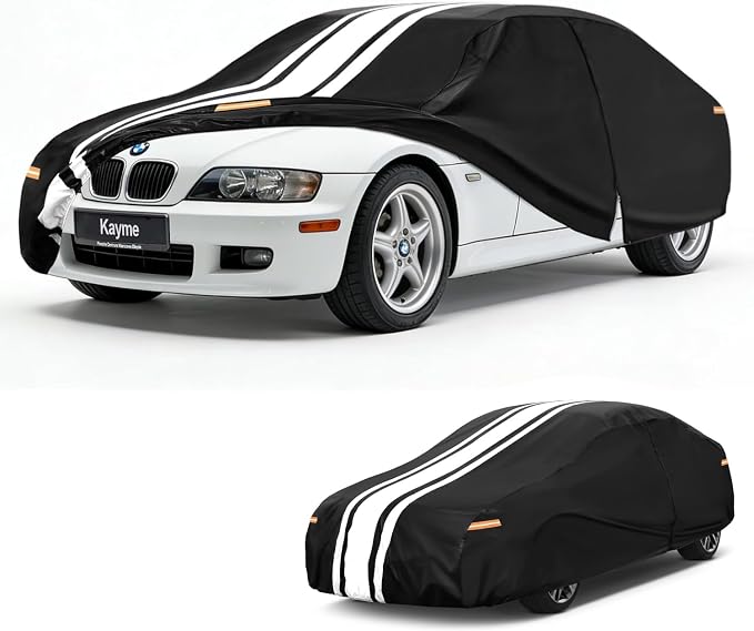 Kayme Heavy Duty Car Cover Custom Fit for BMW Z3 (1995-2004), Outdoor Full Exterior Cover with Tape and Towel, Rain Snow Sun UV Protection.