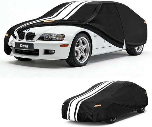 Kayme Heavy Duty Car Cover Custom Fit for BMW Z3 (1995-2004), Outdoor Full Exterior Cover with Tape and Towel, Rain Snow Sun UV Protection.