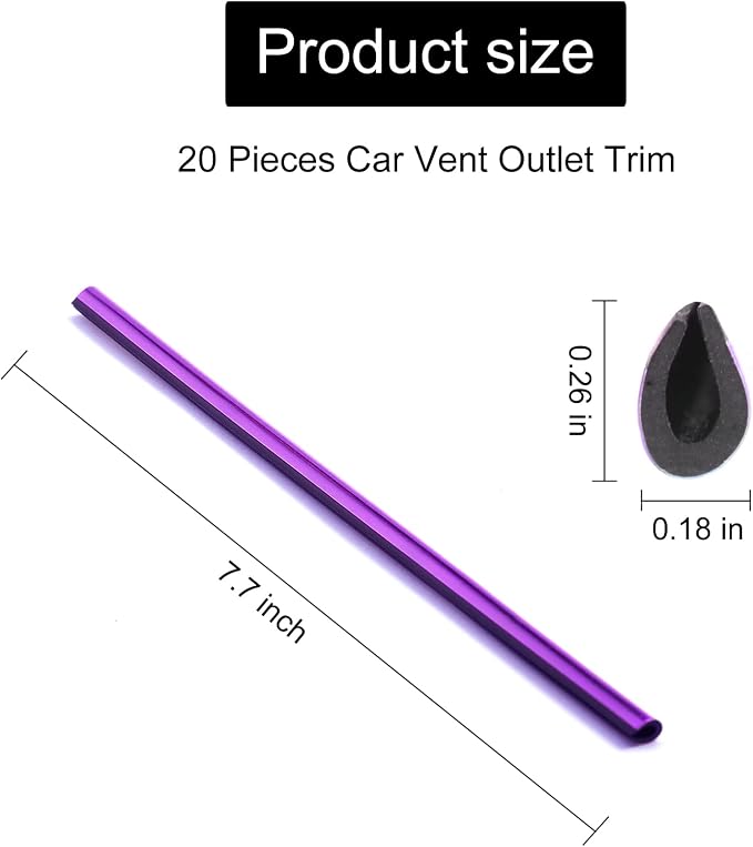 LivTee 20 Pieces Car Air Conditioner Decoration Strip for Vent Outlet, Universal Waterproof Bendable Air Vent Outlet Trim Decoration, Car Interior Accessories (Purple)