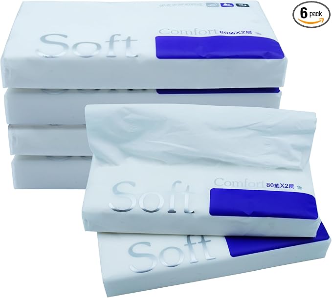 80 Sheets Car Tissue Refills, 6 Bags Travel Size Handbag Tissues, Facial Napkins Fit for Car Visor Tissue Holder, Cylinder, Box Round Container