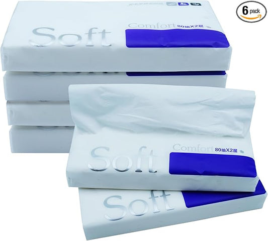 80 Sheets Car Tissue Refills, 6 Bags Travel Size Handbag Tissues, Facial Napkins Fit for Car Visor Tissue Holder, Cylinder, Box Round Container