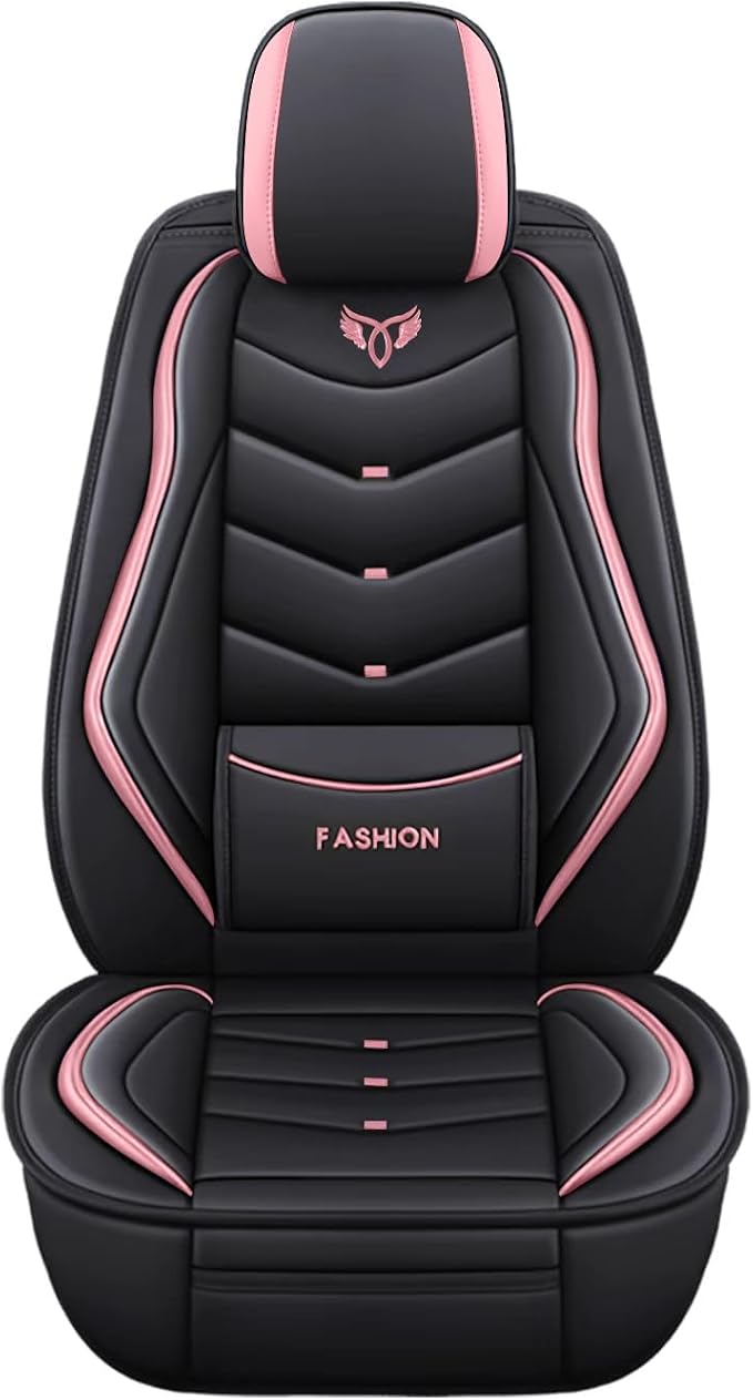 Leather Car Seat Covers,Full Coverage Seat Covers Full Set with Fixed Lumbar Support,Universal Automotive Seat Covers for Cars,SUVs,Trucks and Sedans
