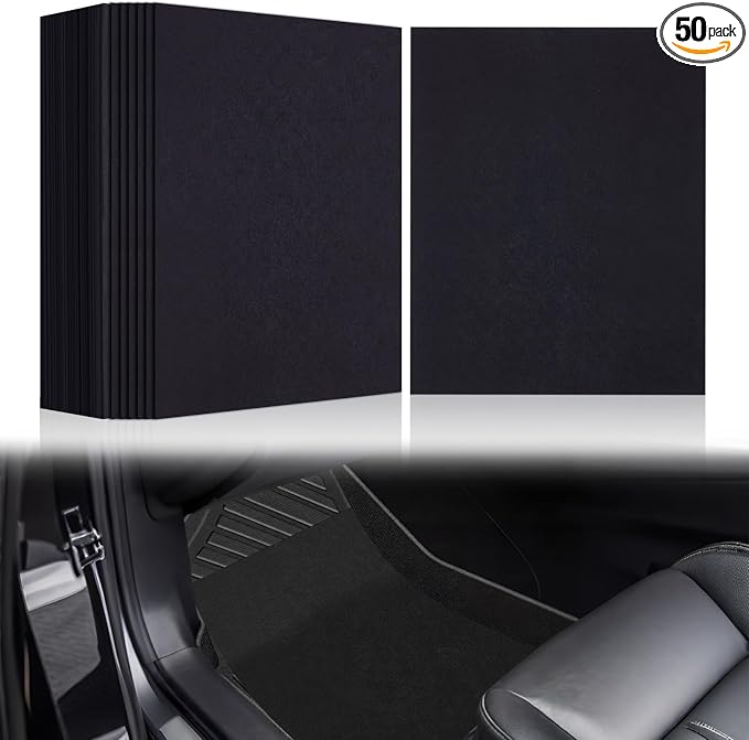 Breling 50 Pcs Disposable Floor Mats for Cars 15.7'' x 19.6'' Black Non Woven Fabric Automotive Floor Mats Protectors, Absorbent Non Slip Car Foot Pads, Vehicle Carpet for SUV, Truck, Wash, Detailing