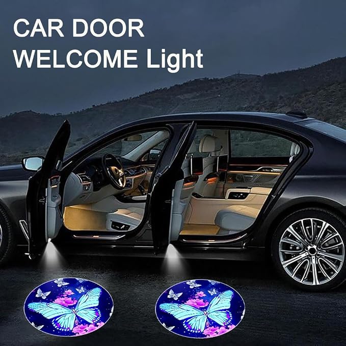 2PCS No Fade Car Door Lights,Butterfly Door Lights Logo Projector LED Shadow Light Welcome Lamp,Car Accessories Butterfly Gifts for Women,Suitable for All Brands Vehicles Motorcycle